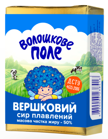 Сир плавлений ВОЛОШКОВЕ ПОЛЕ вершковий, 70г, 50%